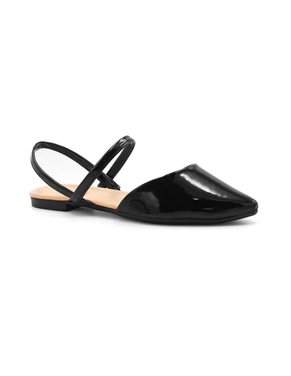 Flats puntales Exterior Charol Color Negro Para Mujer De RBCOLLECTION