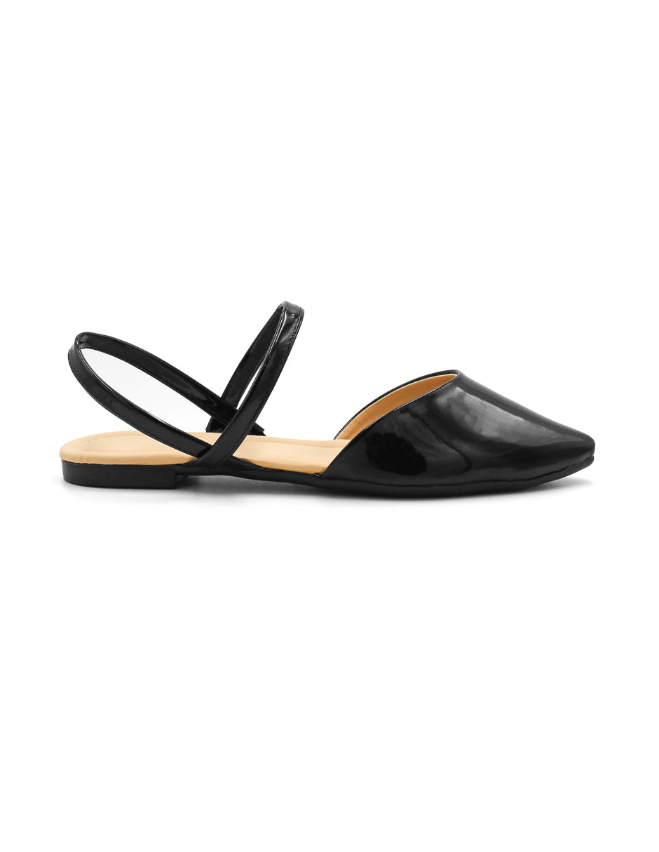 Flats puntales Exterior Charol Color Negro Para Mujer De RBCOLLECTION