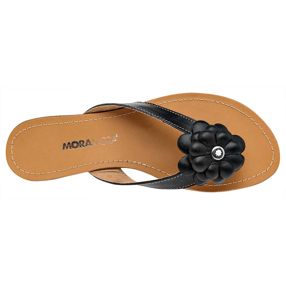 Sandalias de piso Exterior Piel Color Negro Para Mujer De Moramora