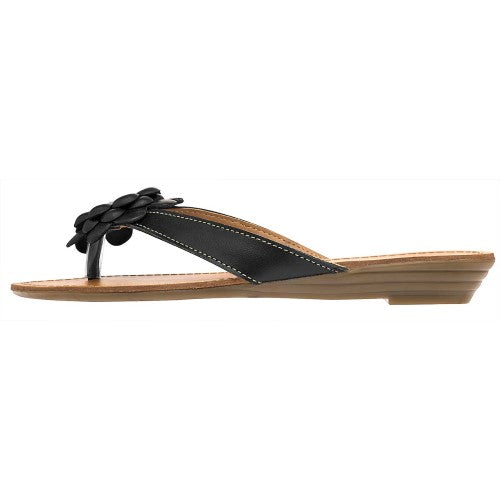 Sandalias de piso Exterior Piel Color Negro Para Mujer De Moramora