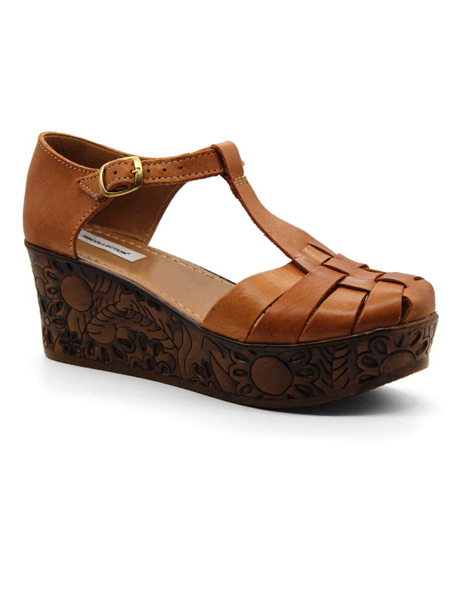 Sandalias con plataforma Exterior Piel Color Café Para Mujer De RBCOLLECTION