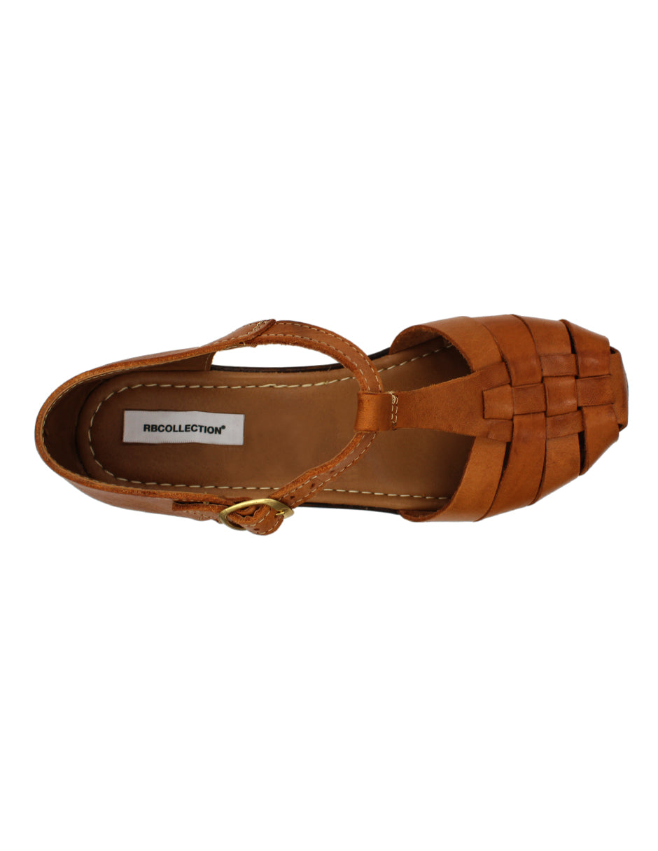 Sandalias con plataforma Exterior Piel Color Café Para Mujer De RBCOLLECTION