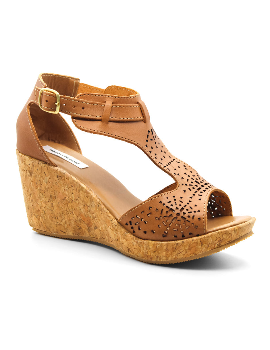 Sandalias con plataforma Exterior Piel Color Café Para Mujer De RBCOLLECTION