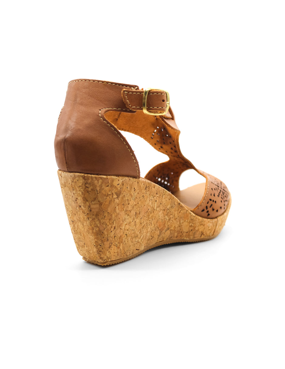 Sandalias con plataforma Exterior Piel Color Café Para Mujer De RBCOLLECTION