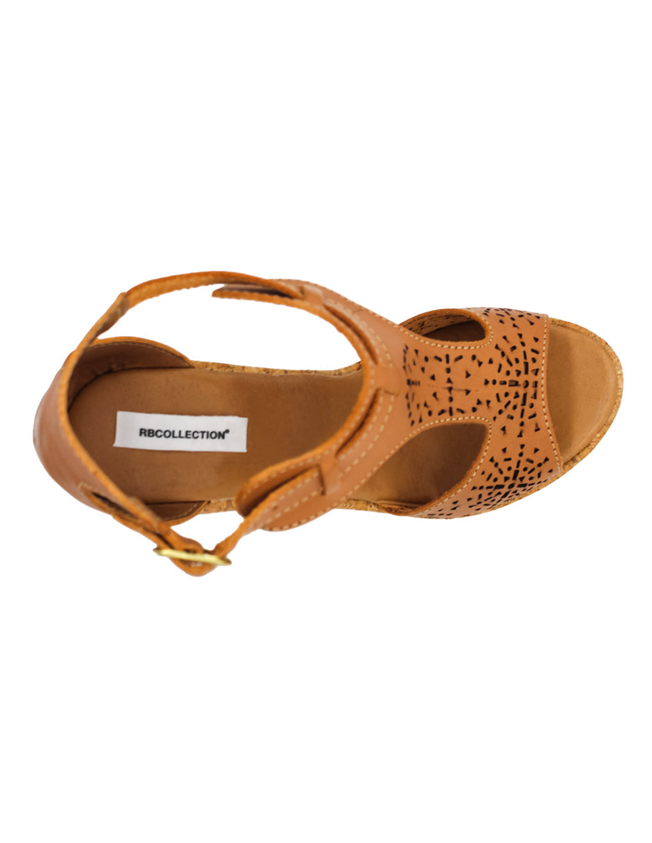 Sandalias con plataforma Exterior Piel Color Café Para Mujer De RBCOLLECTION