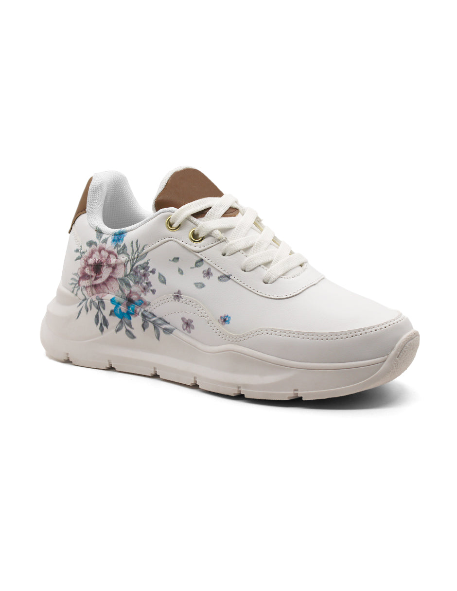 Tenis tipo deportivo Exterior Sintético Color Blanco Para Mujer De RBCOLLECTION