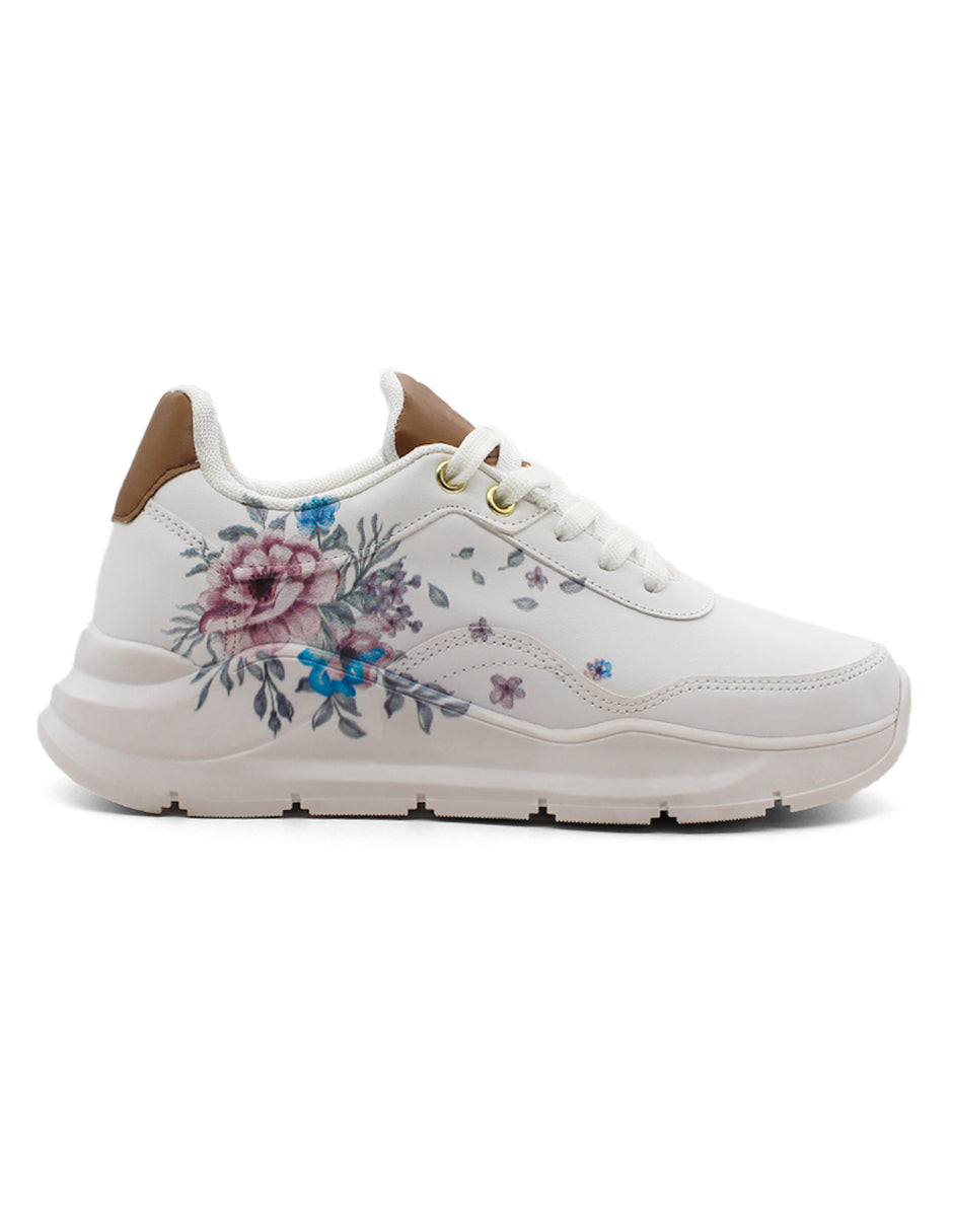 Tenis tipo deportivo Exterior Sintético Color Blanco Para Mujer De RBCOLLECTION