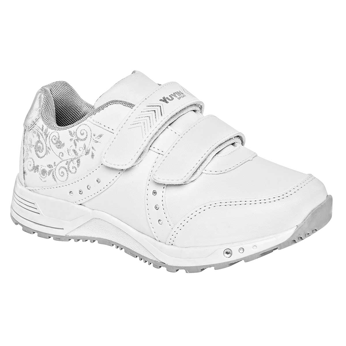 Tenis deportivos Exterior Sintético Color Blanco Con Plata Para Niña De Yuyin