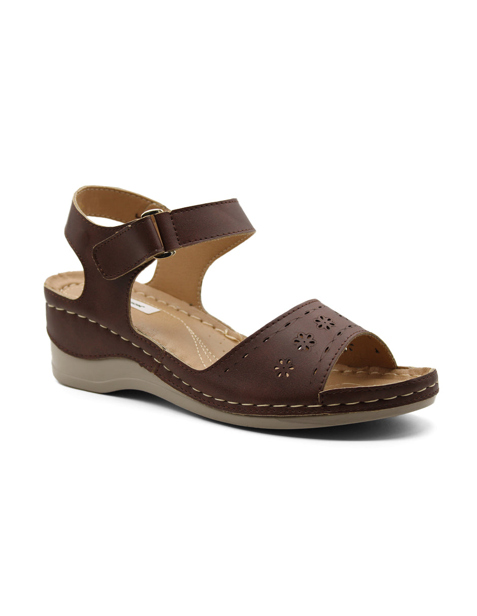 Sandalias con plataforma Exterior Piel Color Café Para Mujer De RBCOLLECTION