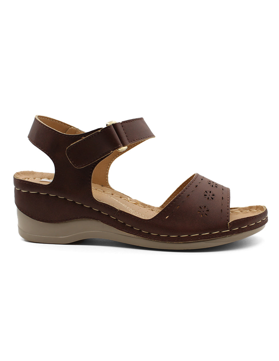 Sandalias con plataforma Exterior Piel Color Café Para Mujer De RBCOLLECTION