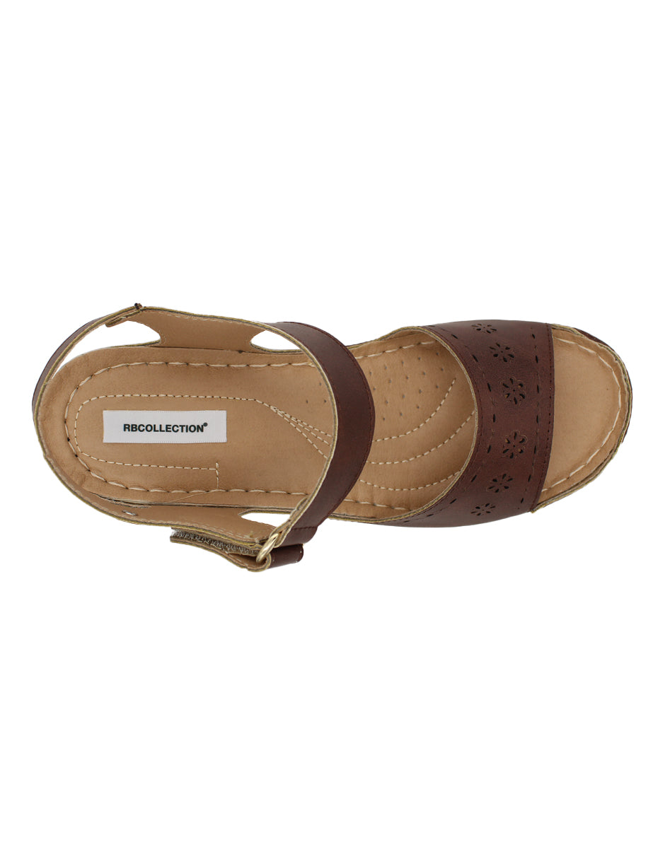 Sandalias con plataforma Exterior Piel Color Café Para Mujer De RBCOLLECTION