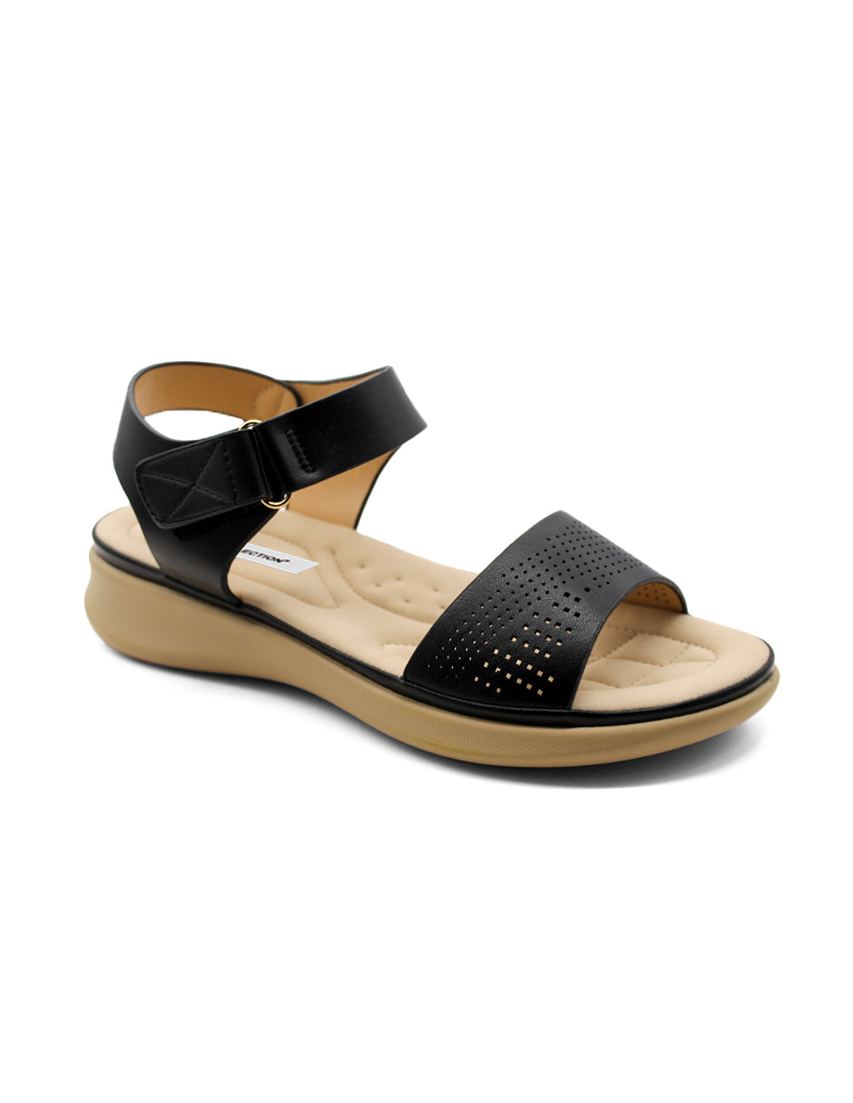 Sandalias de piso Exterior Piel sintética Color Negro Para Mujer De RBCOLLECTION