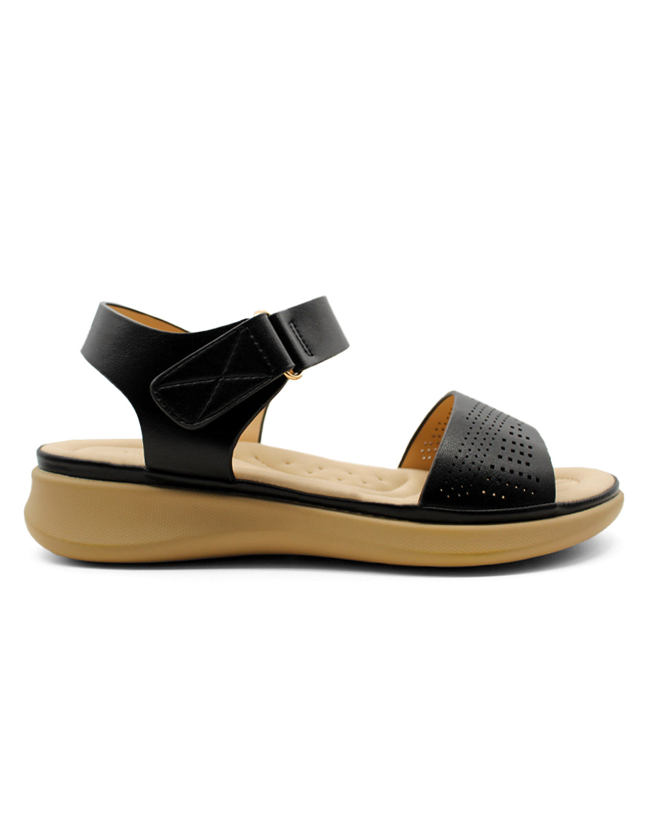 Sandalias de piso Exterior Piel sintética Color Negro Para Mujer De RBCOLLECTION