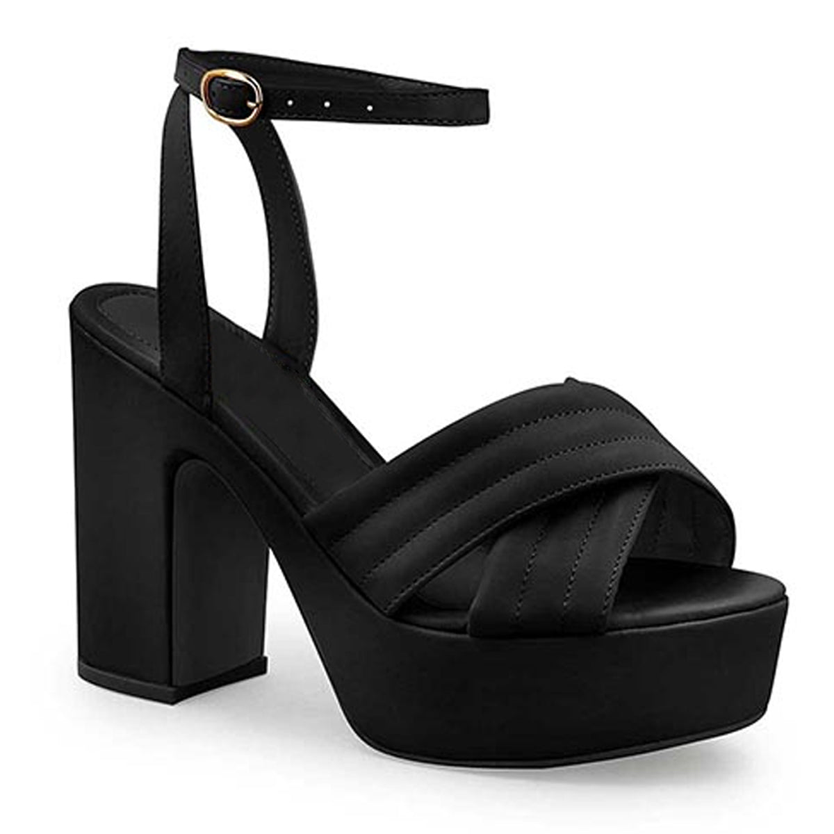 Sandalia con tacón Exterior Piel sintética Color Negro Para Mujer De RBCOLLECTION