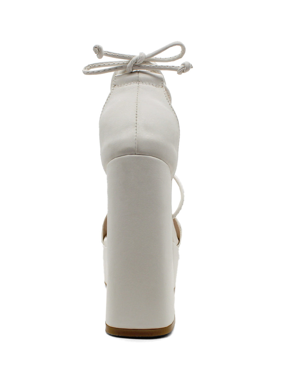 Sandalia con Tacón Exterior Piel sintético Color Blanco Para Mujer De RBCOLLECTION