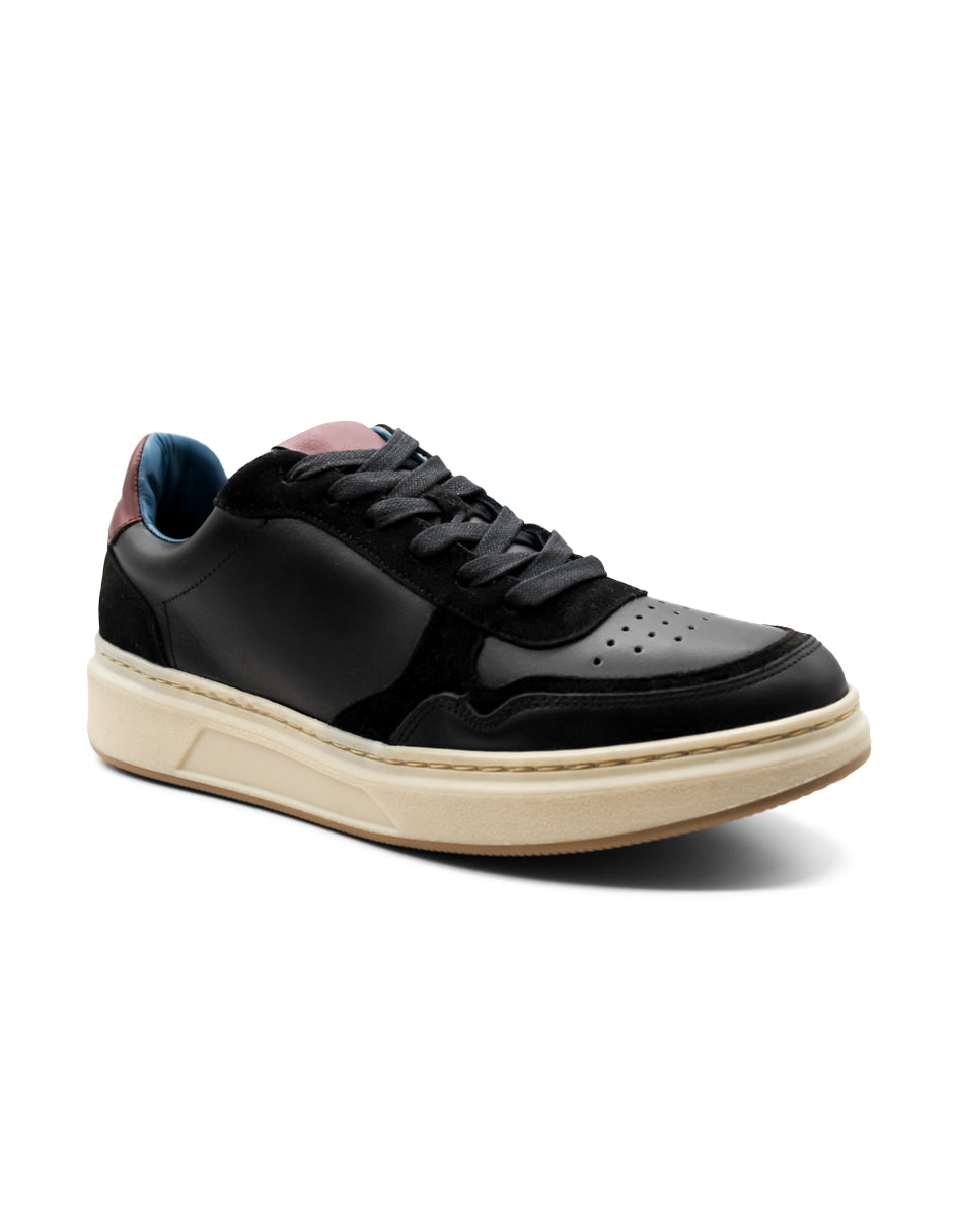 Tenis con cordones Exterior Piel Color Negro Para Hombre De RBCOLLECTION