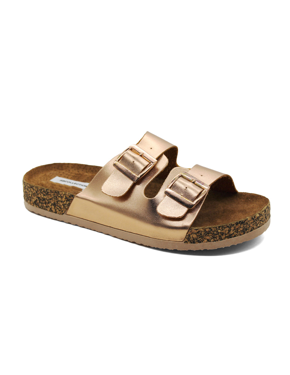 Sandalias de piso Exterior Sintético Color Oro Para Mujer De RBCOLLECTION