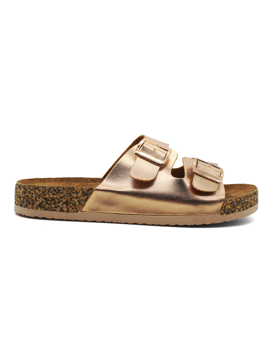 Sandalias de piso Exterior Sintético Color Oro Para Mujer De RBCOLLECTION