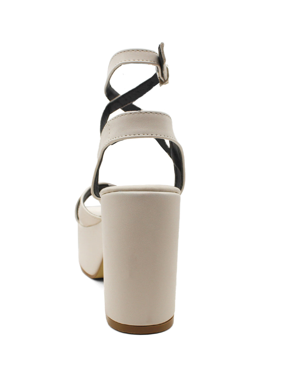 Sandalia con tacón Exterior Piel sintético Color Blanco Para Mujer De RBCOLLECTION