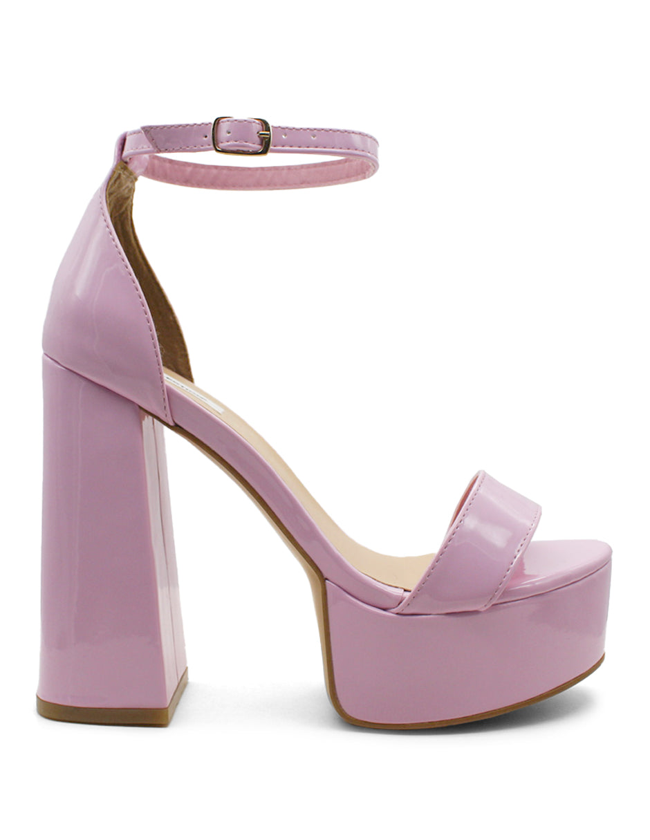 Sandalia con Tacón Exterior Charol sintético  Color Rosa Para Mujer De RBCOLLECTION