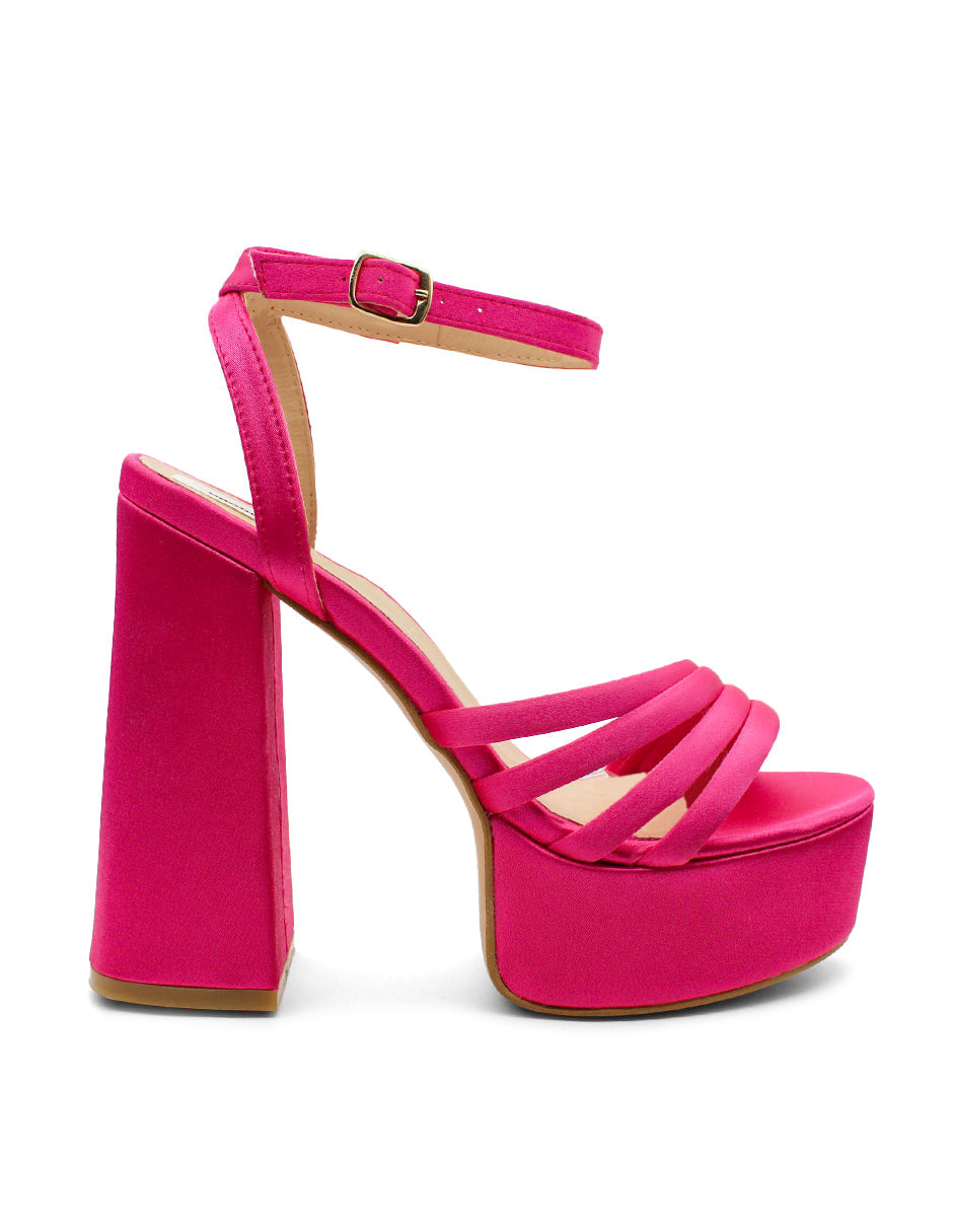 Sandalia con tacón Exterior Textil Color Rosa Para Mujer De RBCOLLECTION
