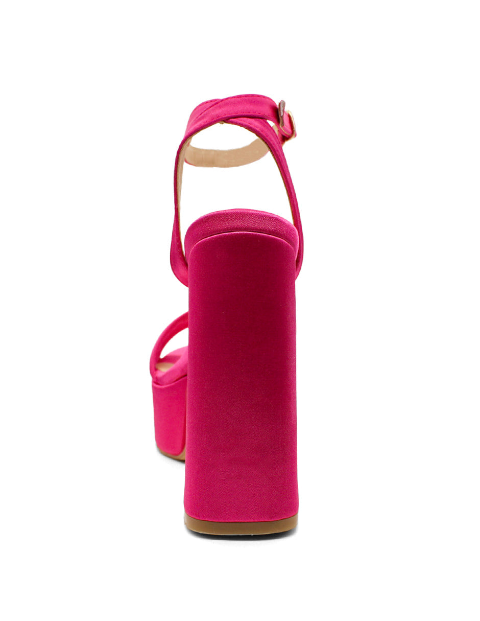 Sandalia con tacón Exterior Textil Color Rosa Para Mujer De RBCOLLECTION