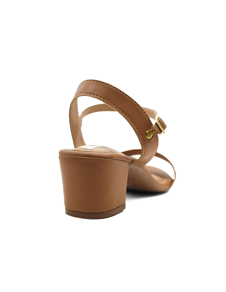 Sandalia con Tacón Exterior Sintético Color Café Para Mujer De RBCOLLECTION