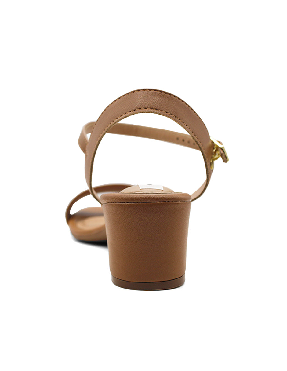 Sandalia con Tacón Exterior Sintético Color Café Para Mujer De RBCOLLECTION