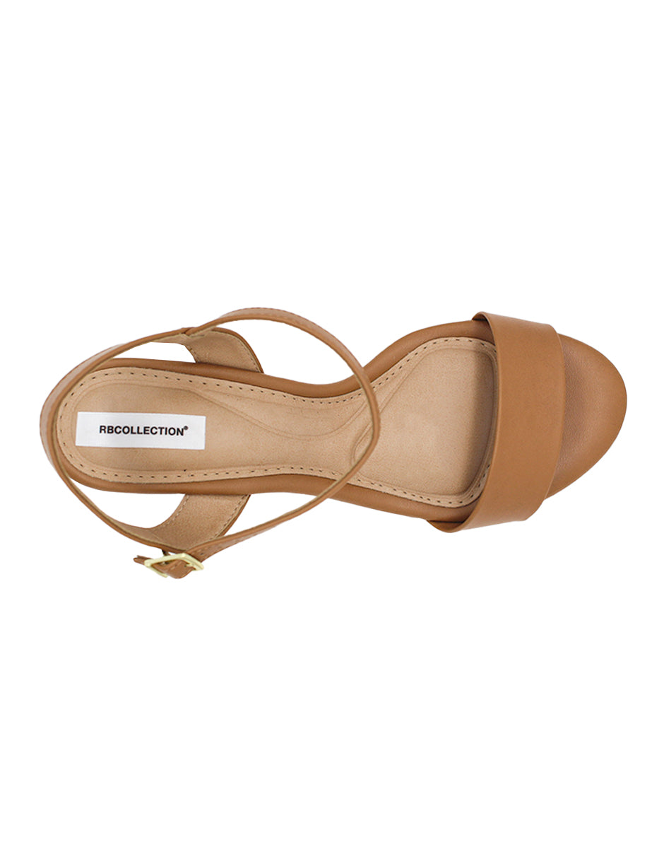 Sandalia con Tacón Exterior Sintético Color Café Para Mujer De RBCOLLECTION