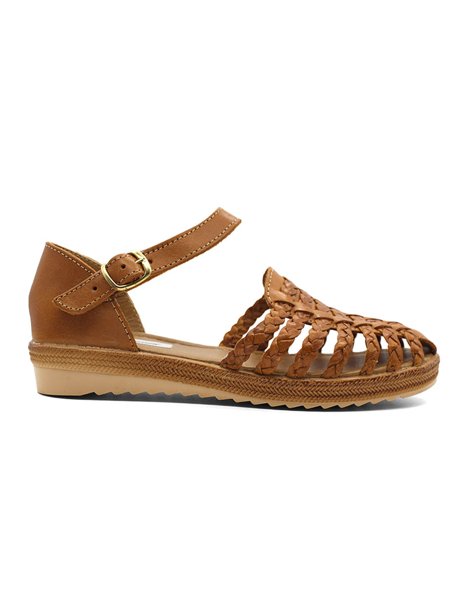 Sandalias de piso Exterior Piel Color Café Para Mujer De RBCOLLECTION