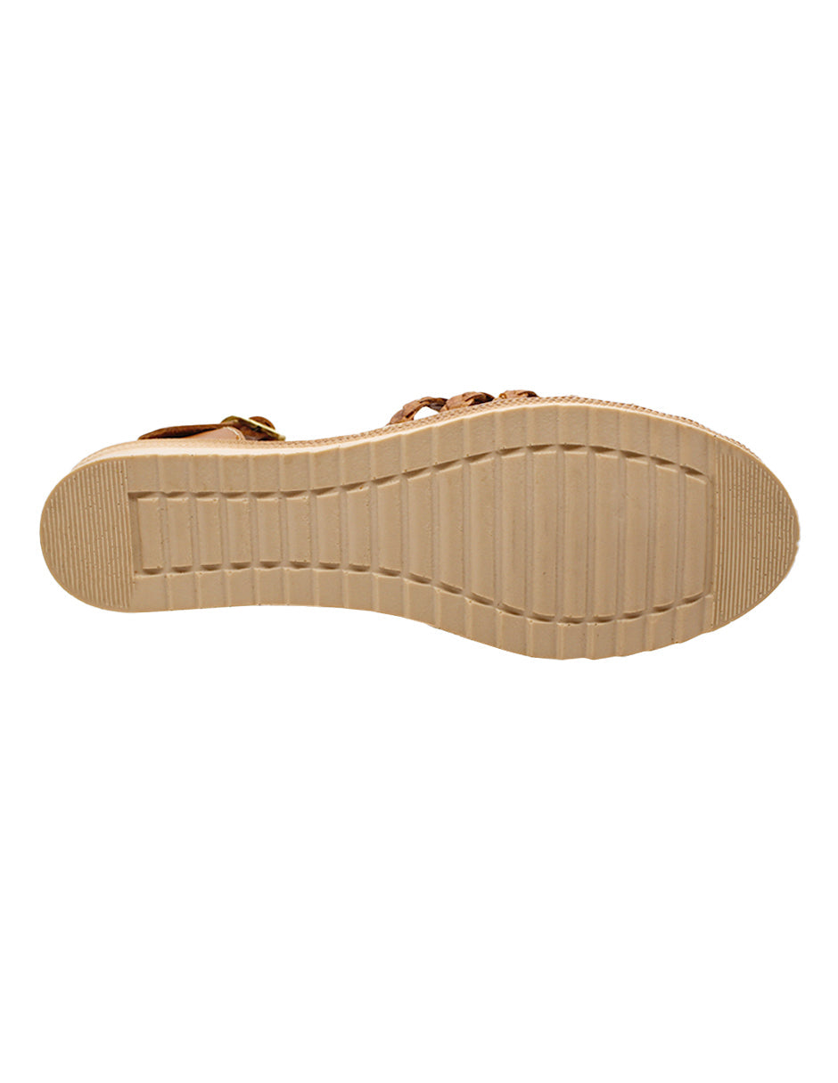 Sandalias de piso Exterior Piel Color Café Para Mujer De RBCOLLECTION