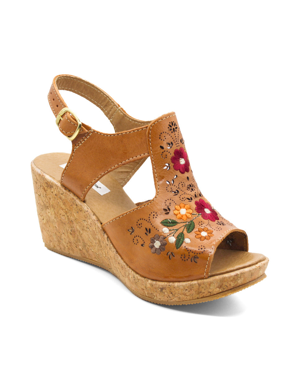 Sandalias con plataforma Exterior Piel Color Café Para Mujer De RBCOLLECTION