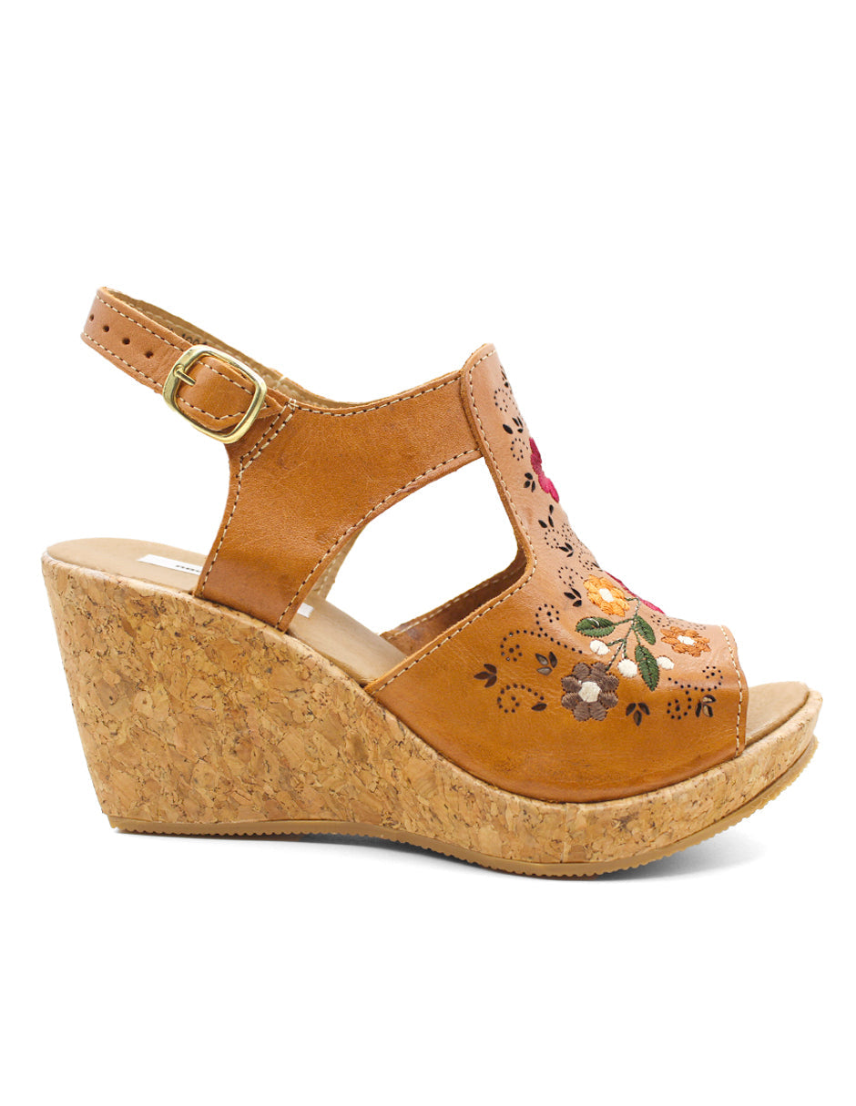 Sandalias con plataforma Exterior Piel Color Café Para Mujer De RBCOLLECTION