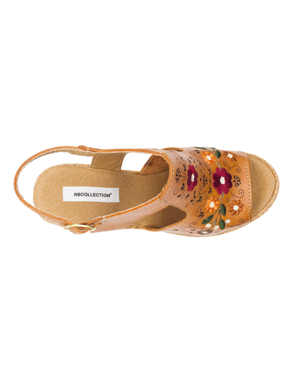 Sandalias con plataforma Exterior Piel Color Café Para Mujer De RBCOLLECTION