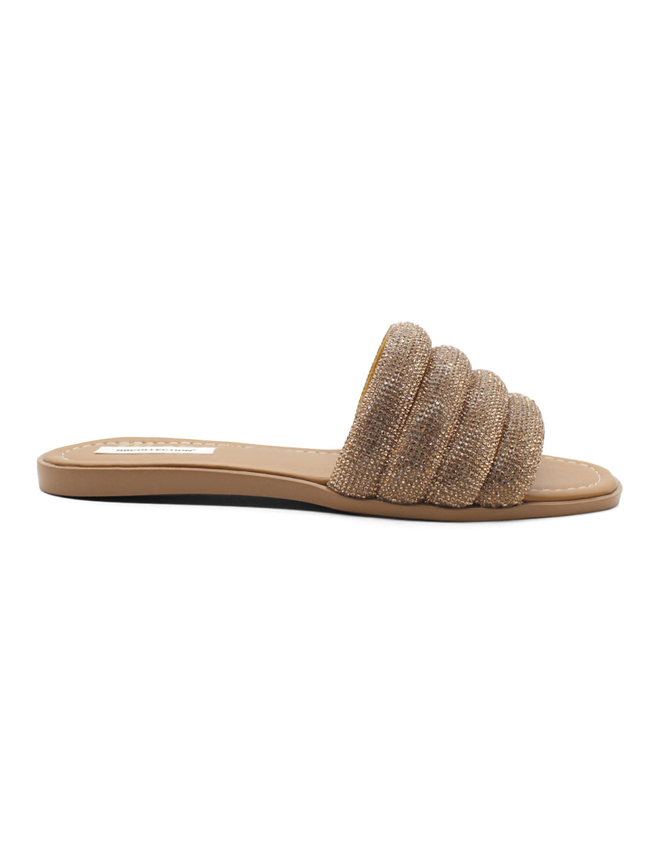 Sandalias de piso Exterior Textil Color Oro Para Mujer De RBCOLLECTION