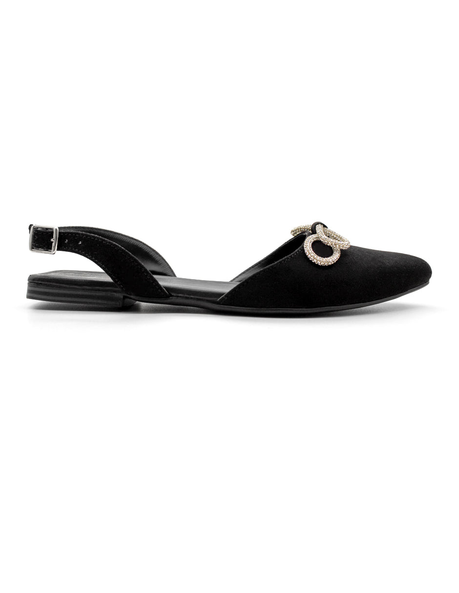 Flats puntales Exterior Textil Color Negro Para Mujer De RBCOLLECTION