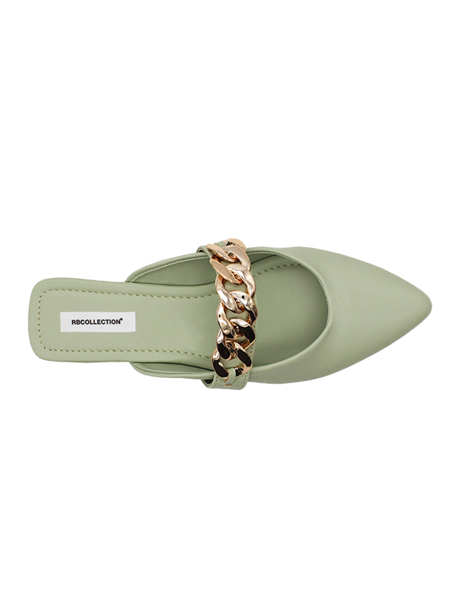 Flats puntales Exterior Sintético Color Verde Para Mujer De RBCOLLECTION