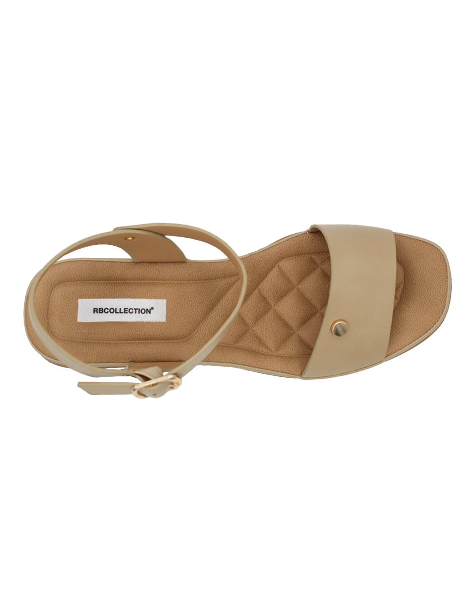 Sandalia con tacón Exterior Textil Color Beige Para Mujer De RBCOLLECTION