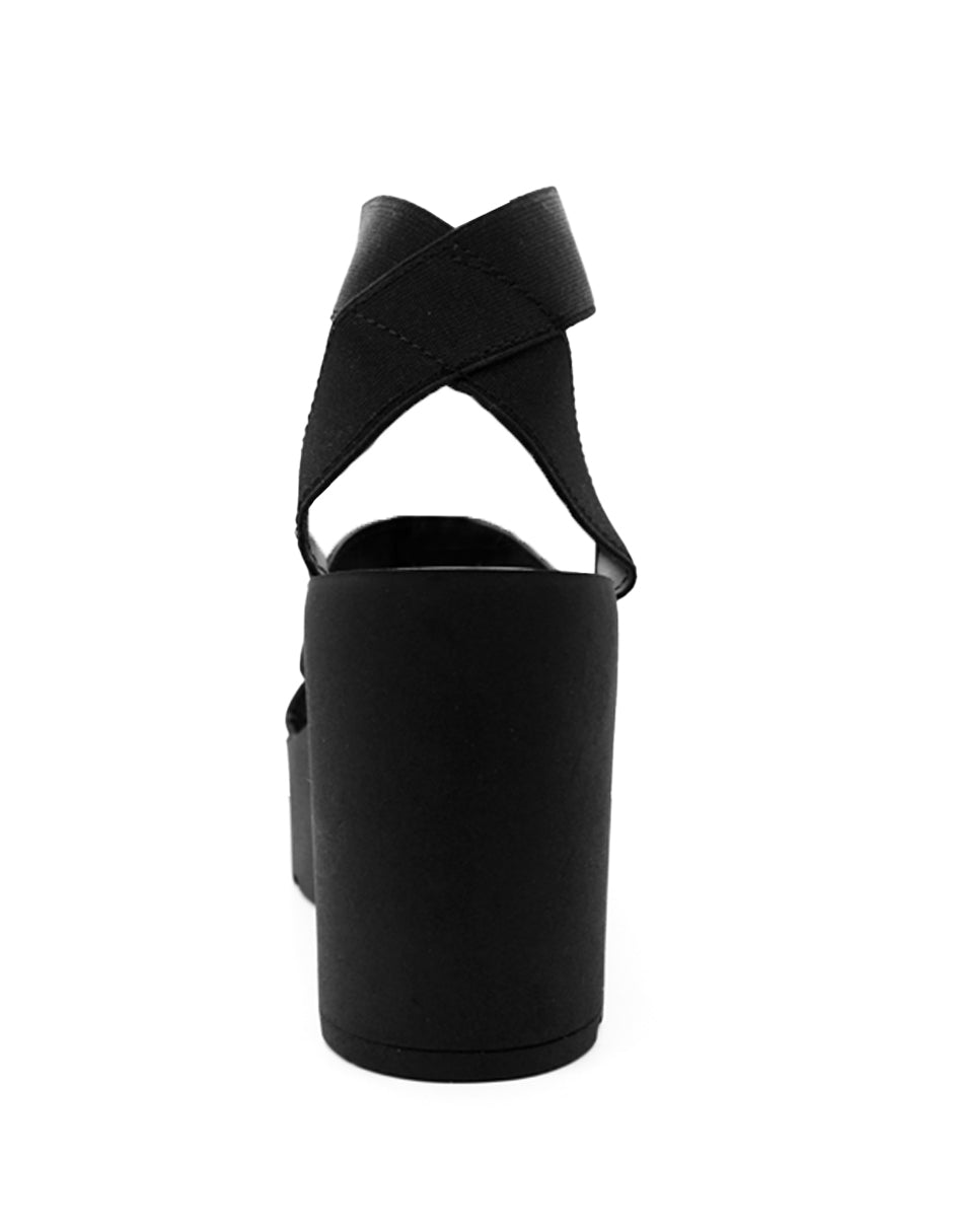 Sandalia con tacón Exterior Textil Color Negro Para Mujer De RBCOLLECTION