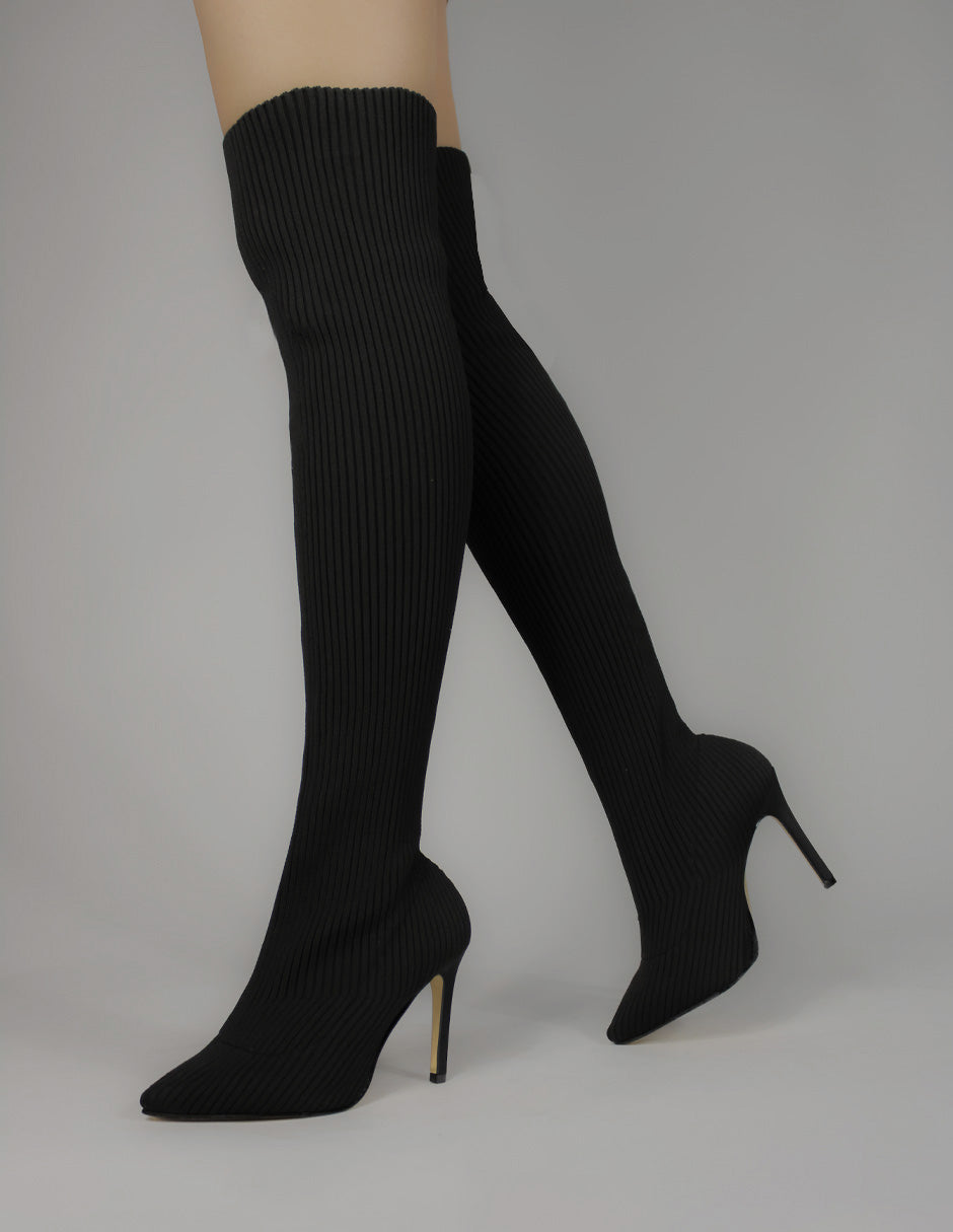 Botín con tacón Exterior Textil Color Negro Para Mujer De RBCOLLECTION