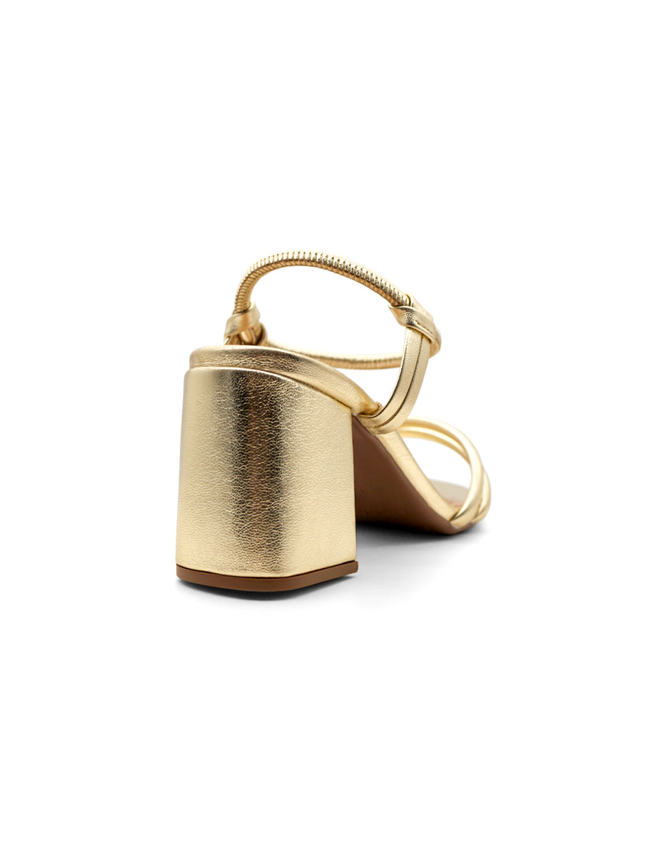 Sandalia con tacón Exterior Sintético Color Dorado Para Mujer De RBCOLLECTION