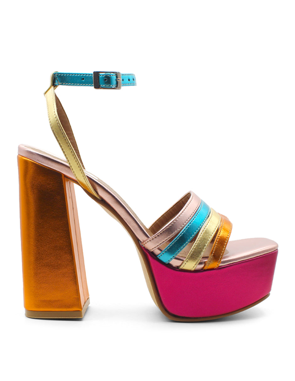 Sandalia con Tacón Exterior Sintético Color Multicolor Para Mujer De RBCOLLECTION