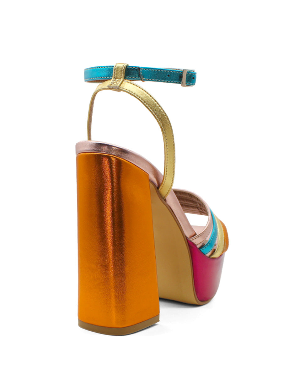 Sandalia con Tacón Exterior Sintético Color Multicolor Para Mujer De RBCOLLECTION