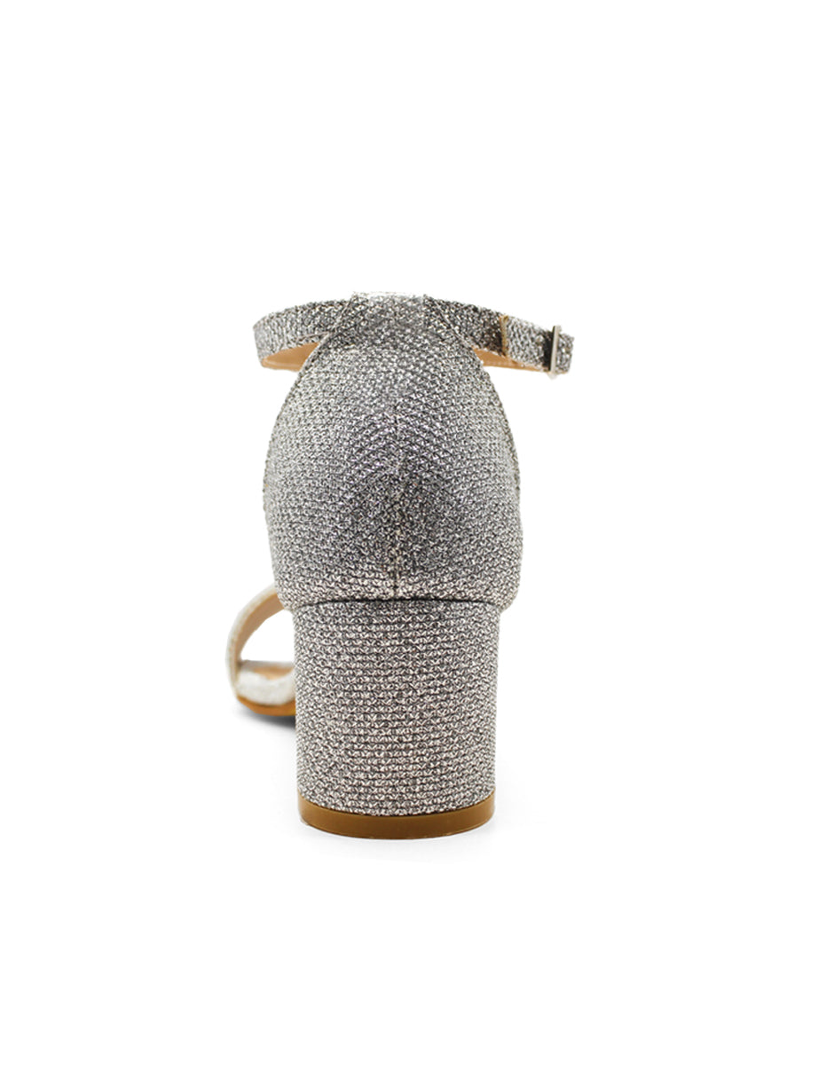 Sandalia con tacón Exterior Sintético Color Plata Para Mujer De RBCOLLECTION