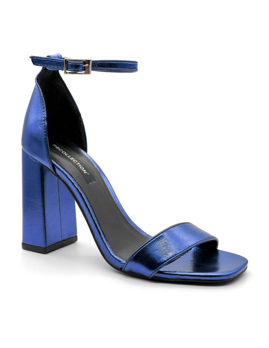 Sandalia con Tacón Exterior Sintético Color Azul Para Mujer De RBCOLLECTION