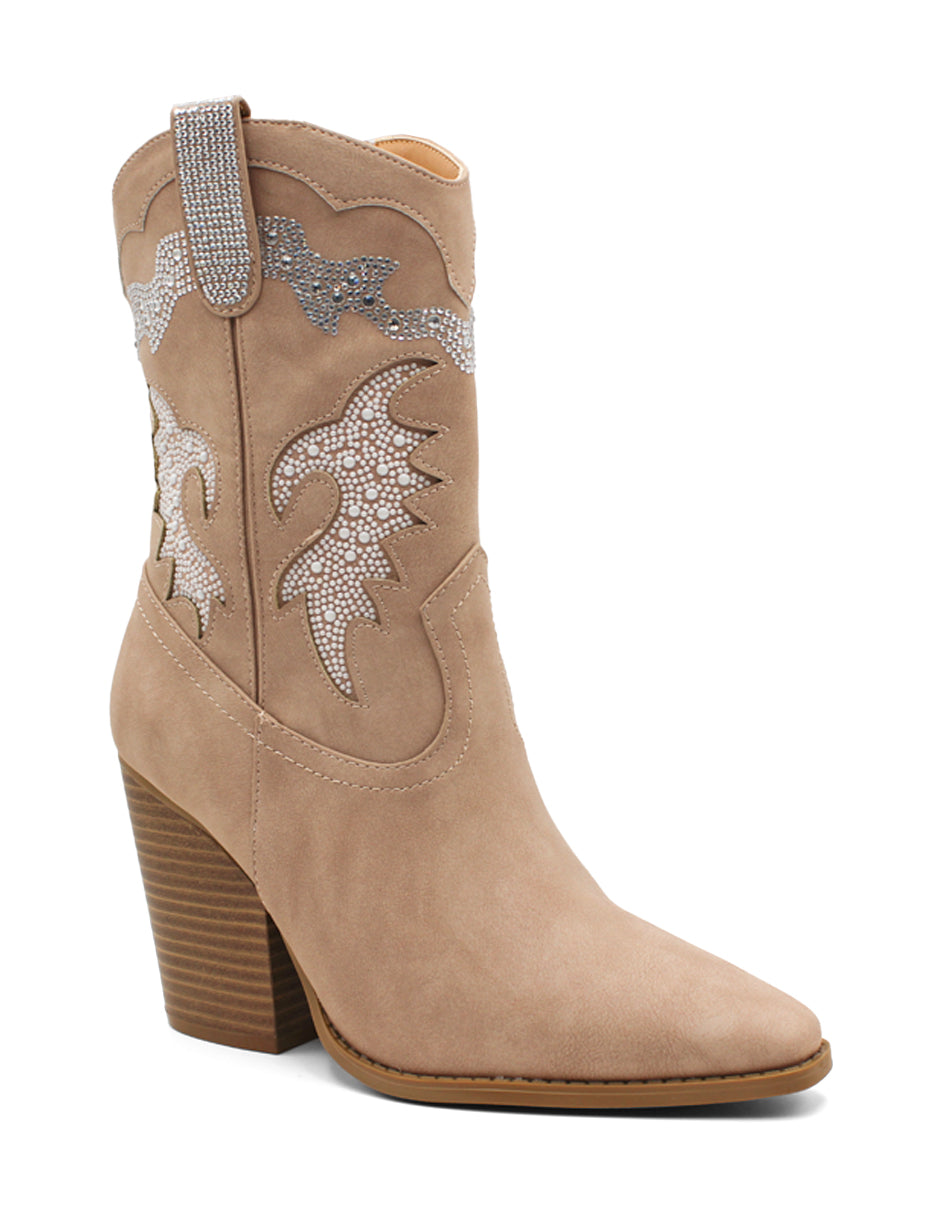 Botas tipo western Exterior Gamuza Color Beige Para Mujer De RBCOLLECTION