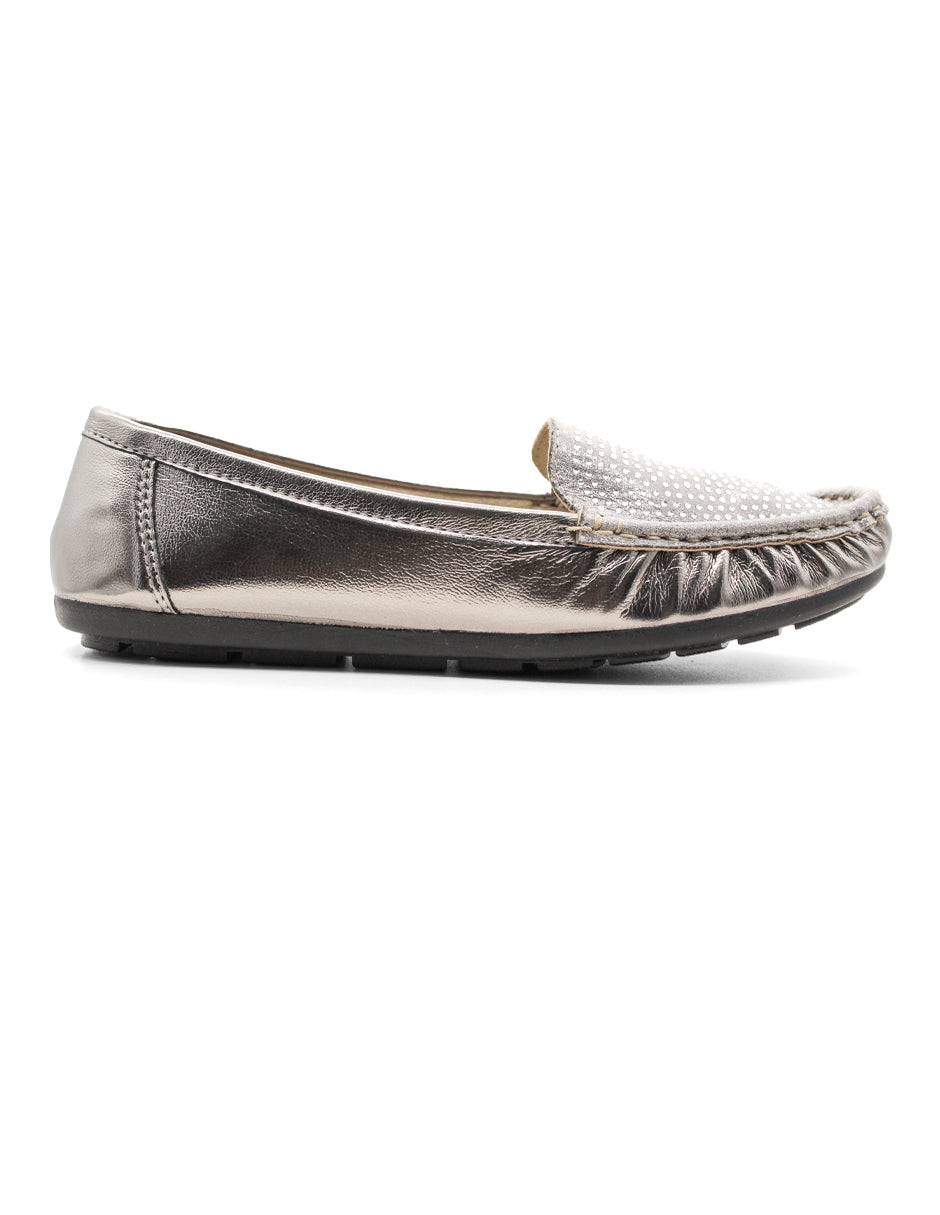 Mocasines Exterior Textil Color Plata Para Mujer De RBCOLLECTION