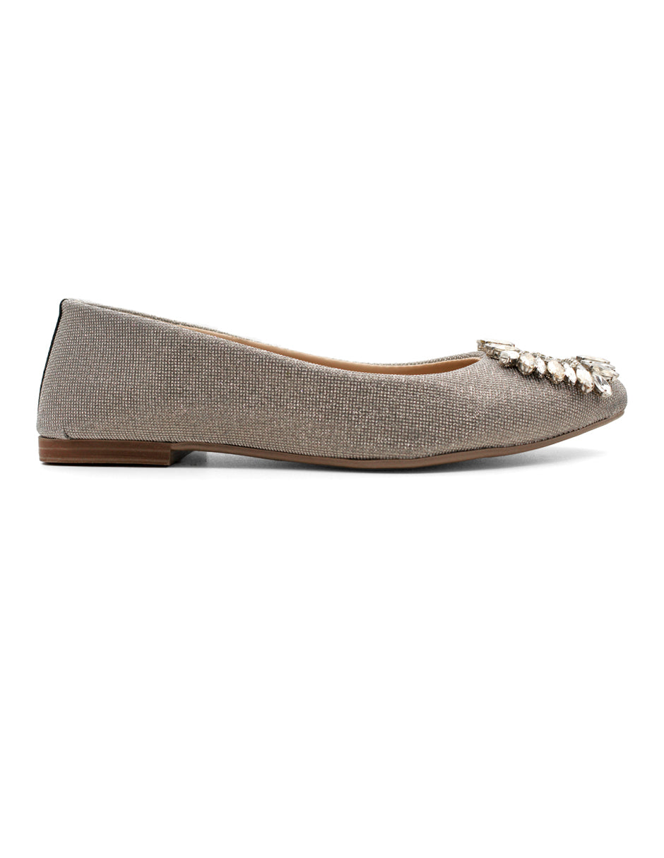 Flats clásicas Exterior Textil Color Plata Para Mujer De RBCOLLECTION