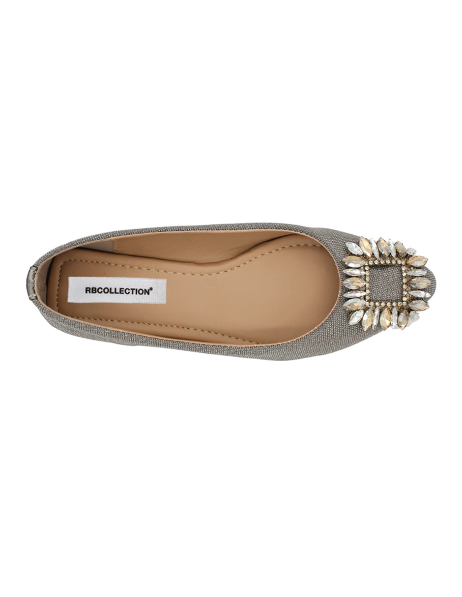 Flats clásicas Exterior Textil Color Plata Para Mujer De RBCOLLECTION