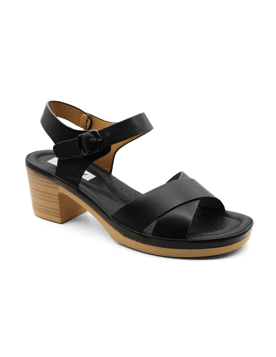 Sandalia con tacón Exterior Sintético Color Negro Para Mujer De RBCOLLECTION